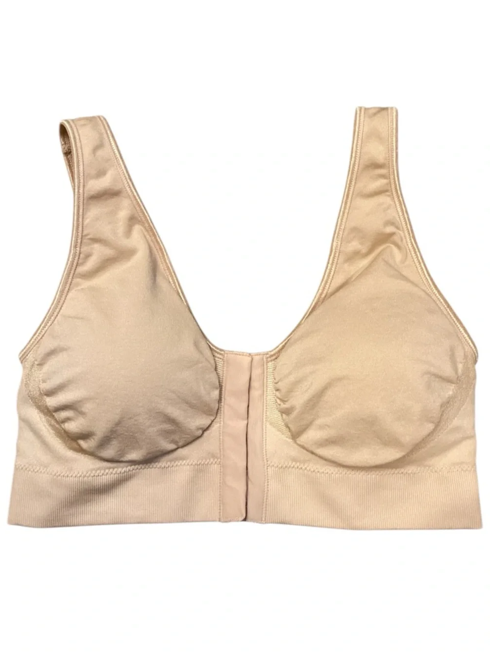 Miracle Bamboo Comfort Bra Nude Front Close Wireless Seamless 3XL Removable Pads